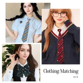 Conjunto de corbata desmontable de estilo uniforme escolar a rayas, corbata, combinación de ropa, conjunto de atuendo diario, corbata verde, corbata roja, sin corbata, corbata de moño con estampado de corona roja