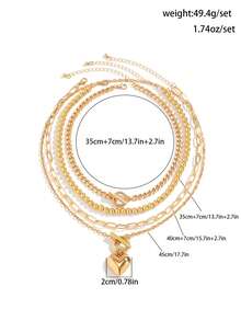 1 Set de collar decorativo con estilo europeo y americano de hip-hop, eslabón cubano, eslabón OT, y forma de corazón, adecuado para varias ocasiones