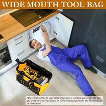 Bolsa De Herramientas, Boca Ancha, Bolsa De herramientas Con Correa Ajustable Para El Hombro, Organizador De Bolsa De Herramientas, Bolsa de Almacenamiento Grande a Prueba de Agua (13 pulgadas) - 13 pulgadas - Ver 2