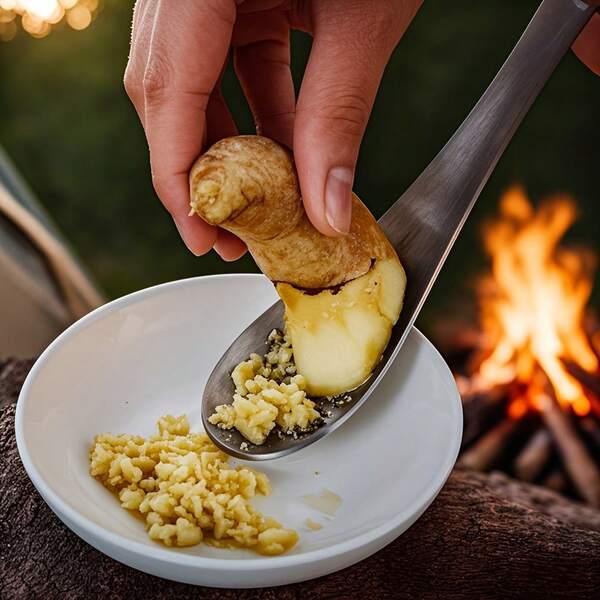 1pc Stainless Steel Ginger & Garlic Mashing Spoon - Manual Kitchen Tool For Puree, Easy To Clean, Durable Design For Efficient Garlic And Ginger Grinding, Garlic Masher|Stainless Steel Spoon|Durable Kitchenware