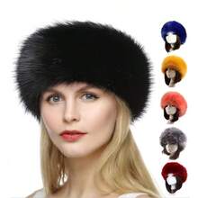 Plüschmütze für Herbst und Winter, imitierter Fuchsfell, warmer Bowler Hut