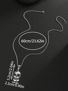 1pc Gothic Style Skull Pendant Necklace, Punk Retro Hip Hop Accessory, Suitable For Men's Daily Wear Or Gift
