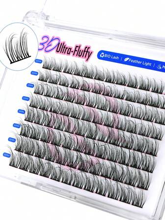 96 Pezzi Bepholan Lash Clusters, ciglie a grappolo individuali, Estensioni di ciglie fai-da-te a C Curl da 10-16mm, Banda ultra sottile riutilizzabile, Estensioni di ciglie con colla morbida (BDD13)