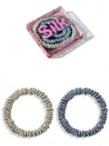 2 pièces Chouchous en soie de mûrier 100%, élastiques fins en soie de mûrier, ensemble de chouchous en soie de mûrier 22 momme pour femmes aux cheveux bouclés et fins, Srevela, porte-queue de cheval - Multicolore - Voir 18