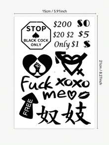 1 件扑克黑桃 Q 临时纹身，黑色，性感黑桃锁设计，男女通用胸部/大腿纹身贴纸，优雅手绘风格，半永久/临时纹身，防水 - 彩色 - 查看 13