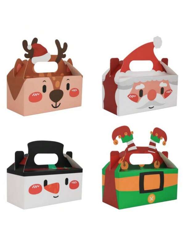 12 piezas Caja de transporte navideña - Decoración y suministros navideños, caja de embalaje para recuerdos de fiesta, decoración de cumpleaños/boda y suministros para fiestas