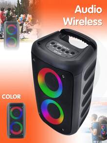 Kinglucky Enceinte sans fil avec caisson de basses, grande enceinte type boombox, enceinte stéréo, caisson de basses, enceinte sans fil pour l'extérieur, lumière de fête disco, TWS/MIC