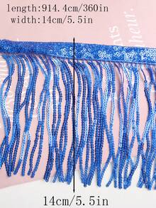 1码，10码，多种颜色可选。高品质电脑刺绣亮片流苏，适用于服装配饰、舞裙、肚皮舞裙、DIY刺绣工艺品，宽度：14厘米/5.5英寸 - 彩色 - 查看 4