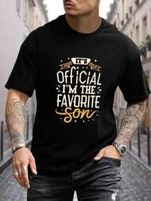 [Free Shipping][Heartfelt Gift] I'm The Favorite Son Men's T-Shirt - Beige, Casual Crew Neck With Decorative Graphic, 100% Polyester, Machine Washable - Perfect For All Seasons, Favorite Son T Shirt,Nightmare Before Christmas,Christmas,Halloween Costumes,Funny T Shirts,Summer Outfits,Thanksgiving Day,Men Graphic Tees,Streetwear Men,Freedom Shirt,Halloween Costumes For Men,Christmas,Funny Shirt,Graphic Tee,Vintage,Street Fashion, Sporty Casual, All Season, Y2K Clothing, Christmas, Gift For Boyfriend,Printed & Shipped In USA - Black - View 1
