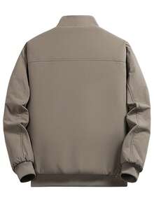 1 Áo khoác nam cổ đứng, đệm cotton, thời trang, đa năng, thoải mái cho mùa thu/đông - Màu Khaki - Xem 3