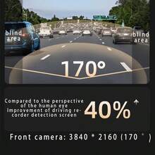 Cámara de salpicadero 4K Ultra HD WIFI, resolución de video 2160P, pantalla IPS, sensor G, ángulo de visión de 170°, visión nocturna, grabación en bucle, reconocimiento de distancia de vehículos con IA, kit de monitoreo de estacionamiento las 24 horas, equipado con memoria de alta velocidad de 64GB, compatible con hasta 256GB, control de aplicación para vehículos, cámara de para vehículos, modelo nuevo de 2025