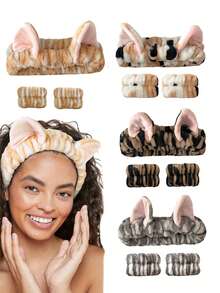 3pcs Cute Plush Cat Ear Headband, Wristband & Sleeve Protector Set For Women, Autumn/Winter,Fall,Hair,Hair Accessories,Accessories,Hair Accessories For Women,Travel,Hair Accessories,Accessories Women,Hair Accessory,Hair Accessories Women,Hair Tools,Hair Stuff,Stuff,Beauty Accessories,Gifts,Travel,Gifts For Women,Hair Stuff,Stocking Stuffers