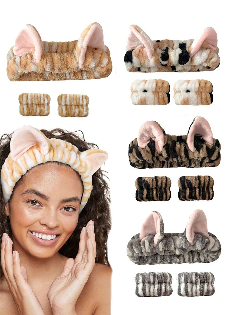 3pcs Cute Plush Cat Ear Headband, Wristband & Sleeve Protector Set For Women, Autumn/Winter,Fall,Hair,Hair Accessories,Accessories,Hair Accessories For Women,Travel,Hair Accessories,Accessories Women,Hair Accessory,Hair Accessories Women,Hair Tools,Hair Stuff,Stuff,Beauty Accessories,Gifts,Travel,Gifts For Women,Hair Stuff,Stocking Stuffers