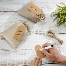 50/20pcs 10x14cm Yellow Burlap Bags With Drawstring, Linen Jute Sack, Hessian Cloth Pouches For Jewelry, Diy, Arts & Crafts, Weddings, Parties, Christmas - Khaki - View 10