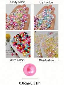 150pcs Resin No Hole Faux Pearls Beads Assortment Set, 3-8mm Multicolor Round Faux Pearls For Vase Filler, DIY Crafts, Table Scatter, Wedding Decor, Birthday & Halloween Party Supplies Home Decor Room Decor Flower Vase Glass Vase - Multicolor - View 8
