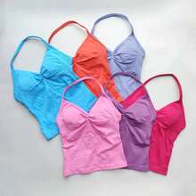 NO LOGO Women's Longline Strappy Backless Gym Top Scrunch Workout Open Back Bra Tank Top For Running Yoga Shirt - 深海 - 查看 3