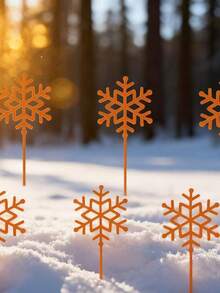 Metal Snowflake Garden Ornaments - Easter & Christmas Decorative Ground Stakes, Metal Crafts For Outdoor Decoration
