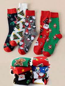 1 Pair/10 Pairs/20 Pairs/30 Pairs Autumn And Winter Random Christmas Santa Claus Reindeer Snowflake Christmas Tree Christmas Holiday Limited Edition Christmas Party Dressing Christmas Gifts Exchange Cute, Interesting, Fashionable Socks For Boys And Girls Campus Parties Home Dressing Soft, Skin Friendly, Comfortable And Warm Men And Women Crew Socks
