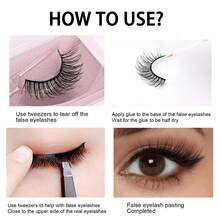 Pestañas postizas de visón sintético 3D, naturales y gruesas, con tallo rígido 3D y pegamento, adecuadas para amigos, parejas, viajes al aire libre, viajes de negocios, citas, fiestas de Halloween, cumpleaños, regalo para amigos
