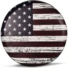 Spare Tire Cover, Wheel Cover With American USA PVC Leather Waterproof Dust - Proof Universal Fit Trailer RV SUV Vehicle 15 Inch - 14 Inch - View 2