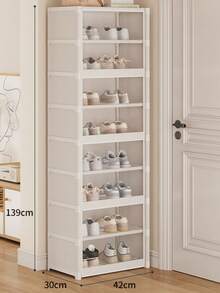 鞋架门口收纳鞋子的神器多层家用走廊简易防尘鞋柜鞋架整理器带盖鞋子收纳柜透明翻盖门储物柜包包书籍衣服玩具收纳架落地式家居用品防尘收纳柜架子多层整理架 - 彩色 - 查看 16