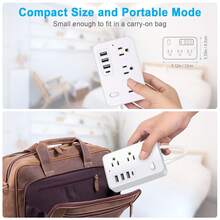 10-In-1 Surge Protector Power Strip With 6AC Outlets,4USB (1 Type-C Ports) | 5FT Compact Multi-Plug Outlet Extender With Flat Plug Design, Space-Saving Extension Cord For Home, Office, And Kitchen | Overload Protection, US Plug, Power Strip Surge Protector - Xem 5