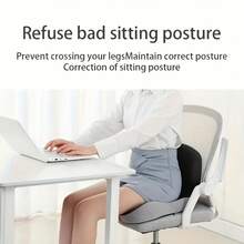 Almohadilla Lumbar Ergonómica, Cojín de Esponja de Memoria con Correa Ajustable para Soporte de Espalda, Alivio Dolor Lumbar para Oficina, Silla Gaming y Coche, Regalo Halloween Navidad - Gris Claro - Ver 4
