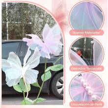 1 szt. 50 cm motyl 3D romantyczna dekoracja ślubna, sztuczny motyl z jedwabnej przędzy, dekoracja sukni ślubnej, ekspozycja dekoracji na imprezę plenerową, gigantyczny sztuczny motyl z gazy, prezent na Walentynki, Dzień Matki, prezent urodzinowy z okazji ukończenia szkoły