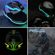 1 Set de Luces para Casco de Motocicleta, Luces de Freno Libres para Casco, Pegatinas de Rayas Iluminadas, Tira de Luz EL para Cascos de Motocicleta