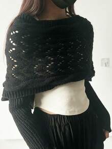 1pc Solid Color Hollow Sleeve Shawl Scarf, Soft & Lightweight, Minimalist Casual, Suitable For Daily Wear, All Seasons, Ideal For Evening Gala, Party, Travel, Office, Wedding And Other Occasions, Makes A Great Gift