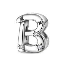 Easvnya S925 Silver-Plated A-Z 26-Letter Silver Star Beaded Daily Versatile Pendant, Commuting Small Pendant Suitable For Original Bracelets And Necklaces, Simple And Fashionable Pendant DIY Jewelry Making, Buy Your Favorite Letters To Form Your Own Birthday Or Name, Women's Birthday, Holiday Party Gifts