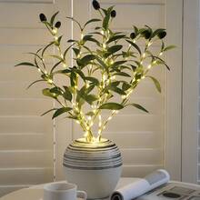 1 LED Olive Branch Fairy Light, A Battery-Powered Decorative Lamp, Suitable For Home, Wedding, Party, Christmas - Not Waterproof, Made Of PP And Plastic Materials, Ideal For Table And Cabinet Decoration (Battery Not Included)