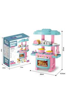Juego de cocina interactivo y realista para niñas, incluye sartén y estufa, utensilios de cocina, juego de cocina de juguete para juego de roles - Multicolor - Ver 6