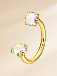 1 pieza Anillo de nariz de acero inoxidable con circonita cúbica con forma de corazón/estrella/herradura, aro de nariz con rosca interna, anillo de septo nasal, joyería de perforación de nariz en plata/oro, pendientes, aro de cartílago, cuff de oreja, accesorio diario unisex - Multicolor-1 pieza - Ver 12