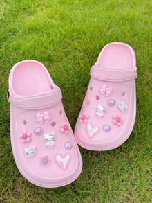 18 Peças Encantos de Sapato em Resina ABS Rosa (Gato, Coração, Laço, Contas Rosas, Estrela, Flor de 5 Pétalas), Decorações DIY, Adequado para Sandálias, Chinelos, Sapatos Perfurados, Sandálias e Bolsas de Praia de Mulheres, Clipes de Sapato Multifuncionais - Presente Perfeito para Feriados, Festas e Ocasiões Especiais