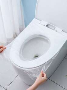 20 piezas Cubiertas desechables universales para asiento de inodoro, forros de inodoro de viaje de PVC impermeables, cubiertas sanitarias portátiles para avión, camping, accesorios de baño, empaque independiente, esencial para baños públicos - Multicolor - Ver 3