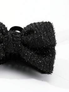 1件装女士秋冬纯色亮丝超大双面蝴蝶结发夹，打造优雅盘发造型；适合甜美日常、校园风、派对、舞会等各种场合，情人节礼物，休闲秋季发饰，适合度假装扮，情人节礼物 - 黑色 - 查看 6