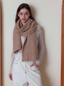 1 szt. damski szalik w jednolitym kolorze w kratkę, ciepły i wiatroszczelny z wełną, miękki i przyjazny dla skóry, odpowiedni do codziennych dojazdów do pracy i podróży, jesień/zima