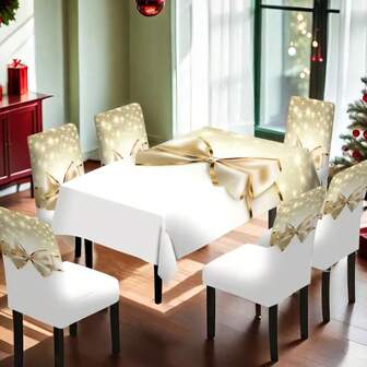 1/4/5/6/7/36 st. set med glittrande stjärnor och elegant rosettmönster, lämplig för inomhushem, restaurang, hotell, perfekt val för modern vardagsinredning. Bordsduk passar fyrkantiga matbord, elastiska stolsöverdrag är tvättbara.