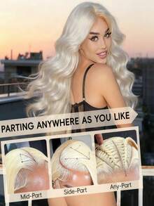 Platinum White 250 Density Wigs Human Hair Pre Plucked Bleached Knots 13X6 HD Transparent Body Wave Lace Front Wigs Human Hair For Women Brazilian Virgin Water Wave Lace Frontal Wigs Human Hair With Baby Hair Natural Hairline - 米色 - 查看 6