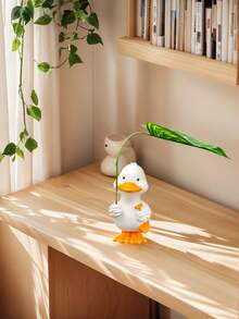 قطعة واحدة تمثال بطة مطاطية حديثة من الراتنج - تمثال كرتوني للجمع، ديكور منزلي للخريف للديكور الحديقة، اكسسوارات الحديقة، ديكور الغرفة، ديكور غرفة المعيشة، ديكور المنزل، لوازم الحرف اليدوية.