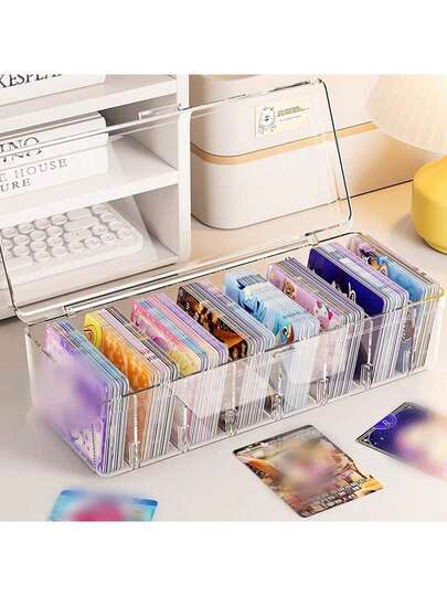 Heavy Duty Plastic Card Organizer Box - Storage Container With Flip-Top Lid, 7+ Adjustable Dividers For TCG Cards, Office Supplies, Tech Accessories (Cable/Small Item Management), Gifts For Girls, Gifts For Boys, Birthday Gifts, Holiday Gifts, Christmas Gifts, Gifts