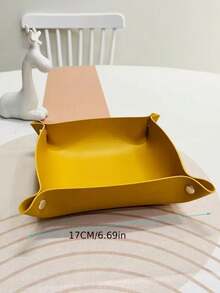 1 szt. Europejska skórzana tacka do przechowywania, tacka na biurko, pudełko do przechowywania biżuterii i kosmetyków, otwarte pudełko do przechowywania, używane do komputerów stacjonarnych, kluczy, kosmetyków, biżuterii – elegancka tacka ekspozycyjna ze skóry PU, używana do akcesoriów do salonu, pudełko do przechowywania mebli