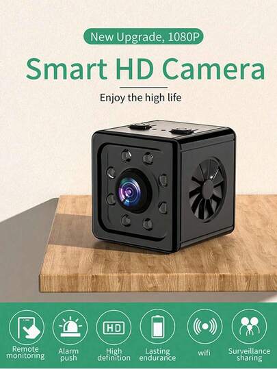 1pc Mini Full HD Slimme Camera, Motion Detection Circular Video Recording Function, Night Vision 1080P Indoor/Outdoor Monitoring USB Charging, Easy To Install, Of Office, Family, Elderly Children Pets Nannies, Protect Home Security. view 2