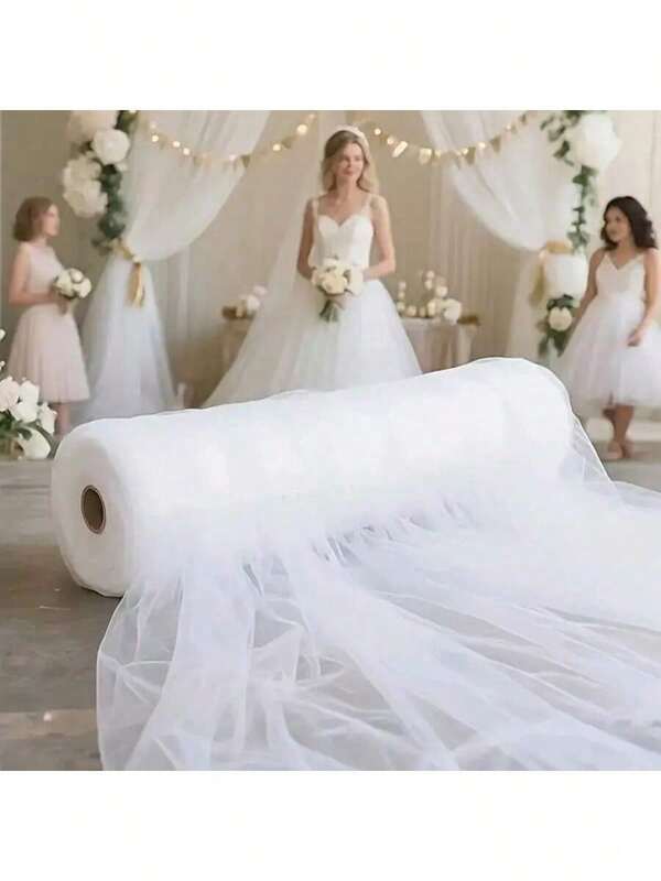 1pc White DIY Tulle Fabric, Suitable For Wedding Veil, Mosquito Net, Sewing, Photography Backdrop, Wedding Decoration, Party, Birthday, Home Decor, Outdoor