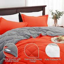 GT Bed BlanketGT Bed BlanketBasic  Comforter Set - Navy Blue Comforter Set Size, Reversible Bed Comforter Set All Seasons, Navy/, 1 Comforter (88x92) And 2 Pillow Shams (20x26+2)Bed Blanketbed Blanket - 10 - 火焰/木炭 - 查看 7