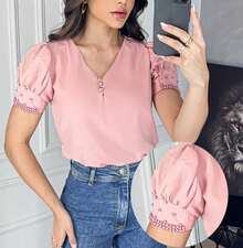 Women's Blouse With Luxury Embroidered Sleeves Christian Fashion Social Elegant Casual Buttons On The Front - Màu hồng gỉ - Xem 1