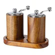 1件/2件/3件手动胡椒研磨器，木制香料研磨器，用于胡椒、海盐、厨房调味料研磨器 - 棕色 - 查看 7