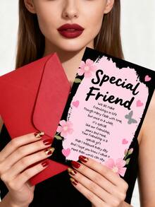1 Greeting Card + 1 Envelope Fun Greeting Card Friendship Is A Special Gift I Cherish Every Day, Suitable For Birthdays, Christmas, Anniversary, Any Special Day, Perfect For My Best Friends, Good Sisters, Good Classmates, Good Brothers,
