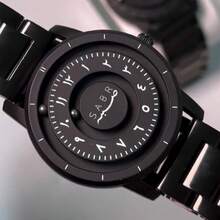 SABR Futuristic Arabic Numeral Magnetic Pointer Ball Bearing Bezel Minimalist Men's Watch - Black - View 3